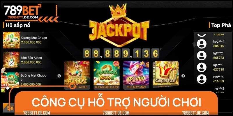 Hệ thống tích hợp nhiều công cụ hỗ trợ người chơi tiện lợi